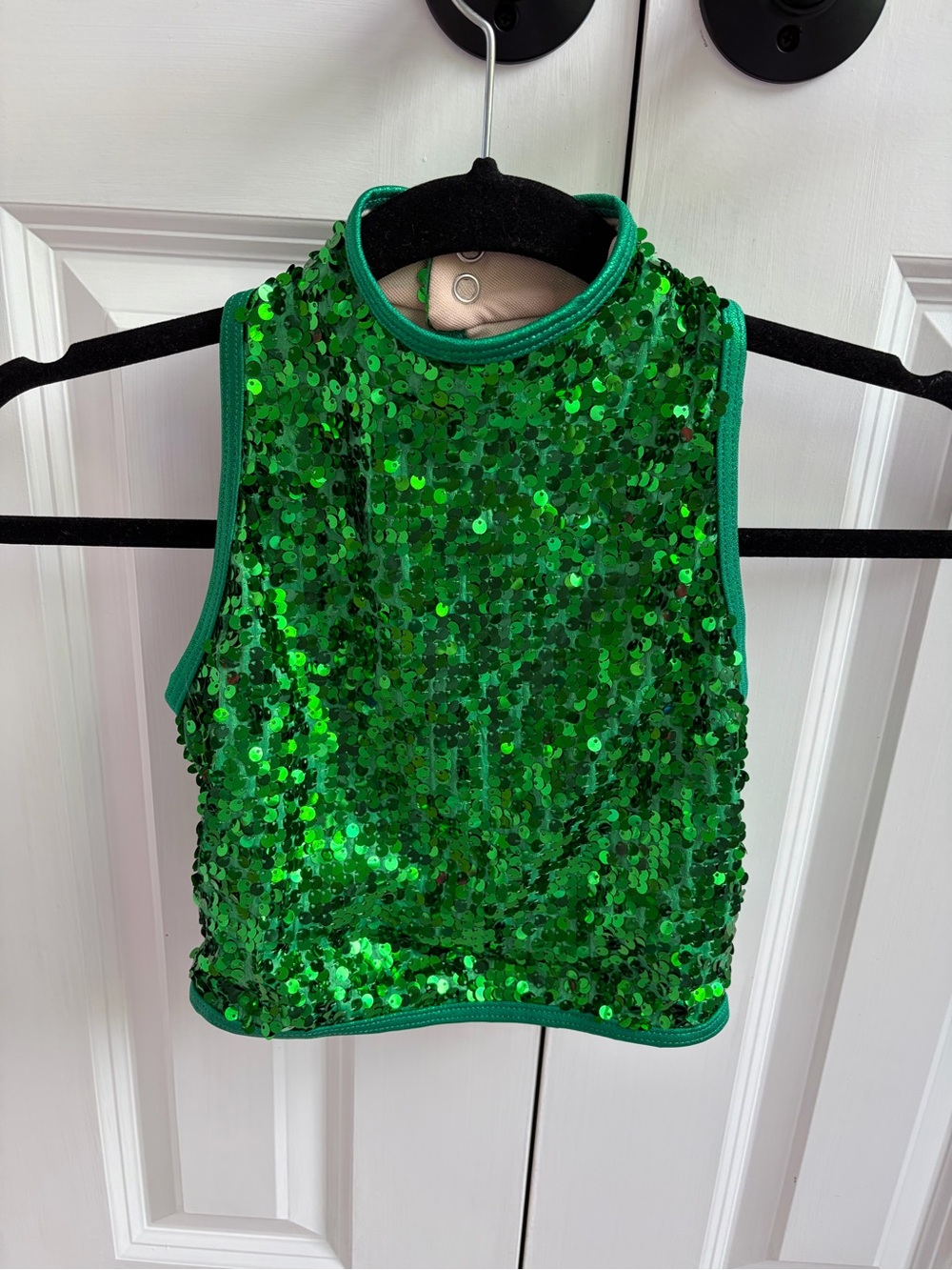 balera Green Sequin Halter Crop Top - Kids Dance